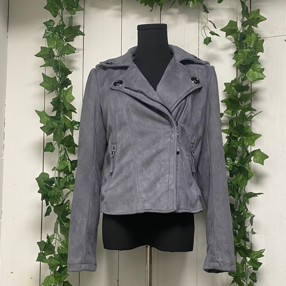 John + Jenn Women's Gray Suede Jacket